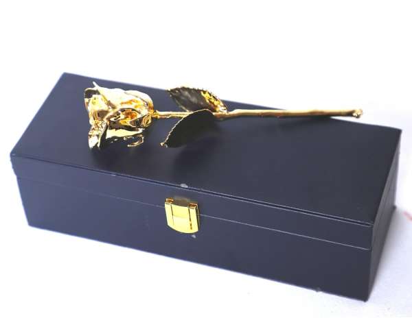 24 Karat Gold Dipped Real Rose 7″ in Leather Box