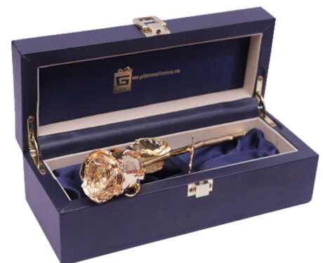 24 Karat Gold Dipped Real Rose 7″ in Premium Leather Box